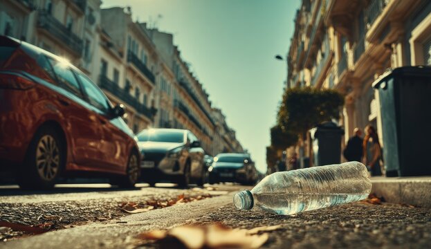 Plastic bottle litter on city street (3)