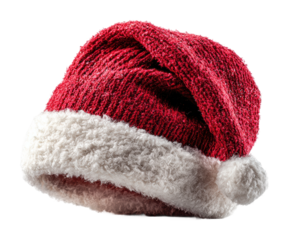 Festive holiday action with santa hat cozy decorative content cheerful atmosphere isolated on transparent background