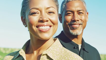 Confident and joyful mature Black couple outdoors, celebrating active senior lifestyle, love, travel, and the rewards of smart financial planning and long term success.