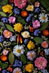 Vibrant floral arrangement on dark background