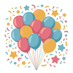 Naklejka premium Colorful balloons and confetti celebration