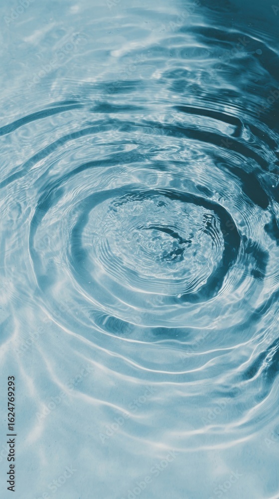 Poster clear water ripple patterns on calm surface with light reflection