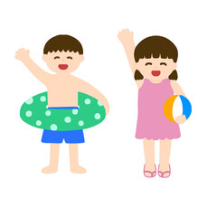 海水浴に来た子供達