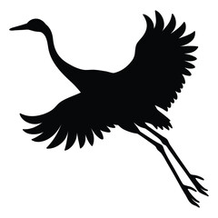 Sandhill crane silhouette black vector isolated on white background