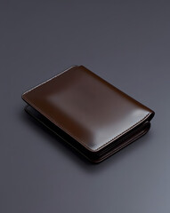 Classic fold wallet in dark brown leather with clean lines and a subtle sheen, shown with minimalist detailing and soft lighting on a smooth surface, ideal for product presentation