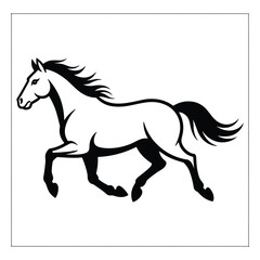 Obraz premium A Black and White Galloping Horse Vector silhouette Set 