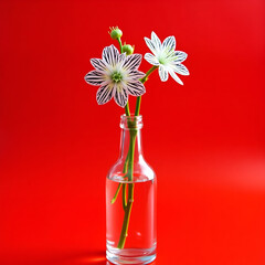 White Spiky Flowers in a Glass Vase