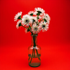 White Spiky Flowers in a Glass Vase