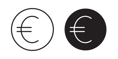 Euro icon ,  European currency icon. Vector illustration with stroke and fill on a white background.