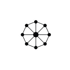 Vector illustration of symmetrical geometric shape with radial lines connecting central node to outer points creating a modern design