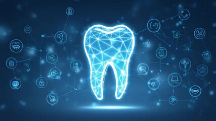 Digital tooth with connected medical icons - Powered by Adobe