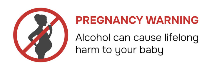Pregnancy warning sign. No drink alco. Vector illustration