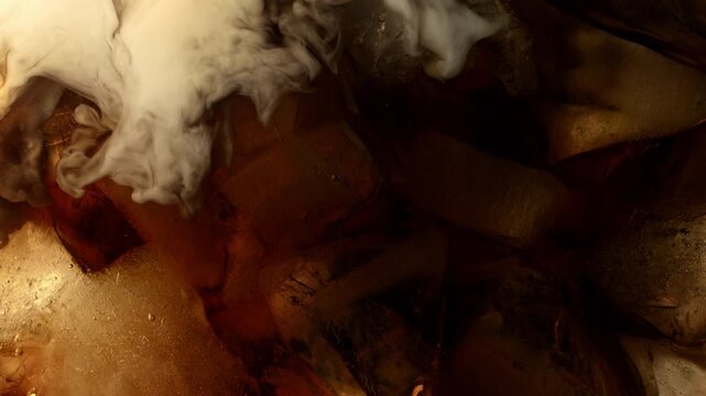 Super Slow Motion Shot of Pouring Cream into Coffe with Ice at 1000fps.