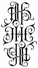 Elegant decorative initial monogram letter design calligraphy alphabet typography vintage art ornate flourish logo vector illustration