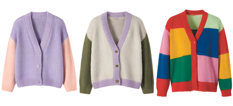 Vibrant color block knit cardigans add playful style and cozy warmth to any modern wardrobe