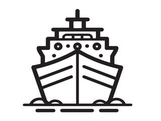 Flat line ship illustration in minimal vector format