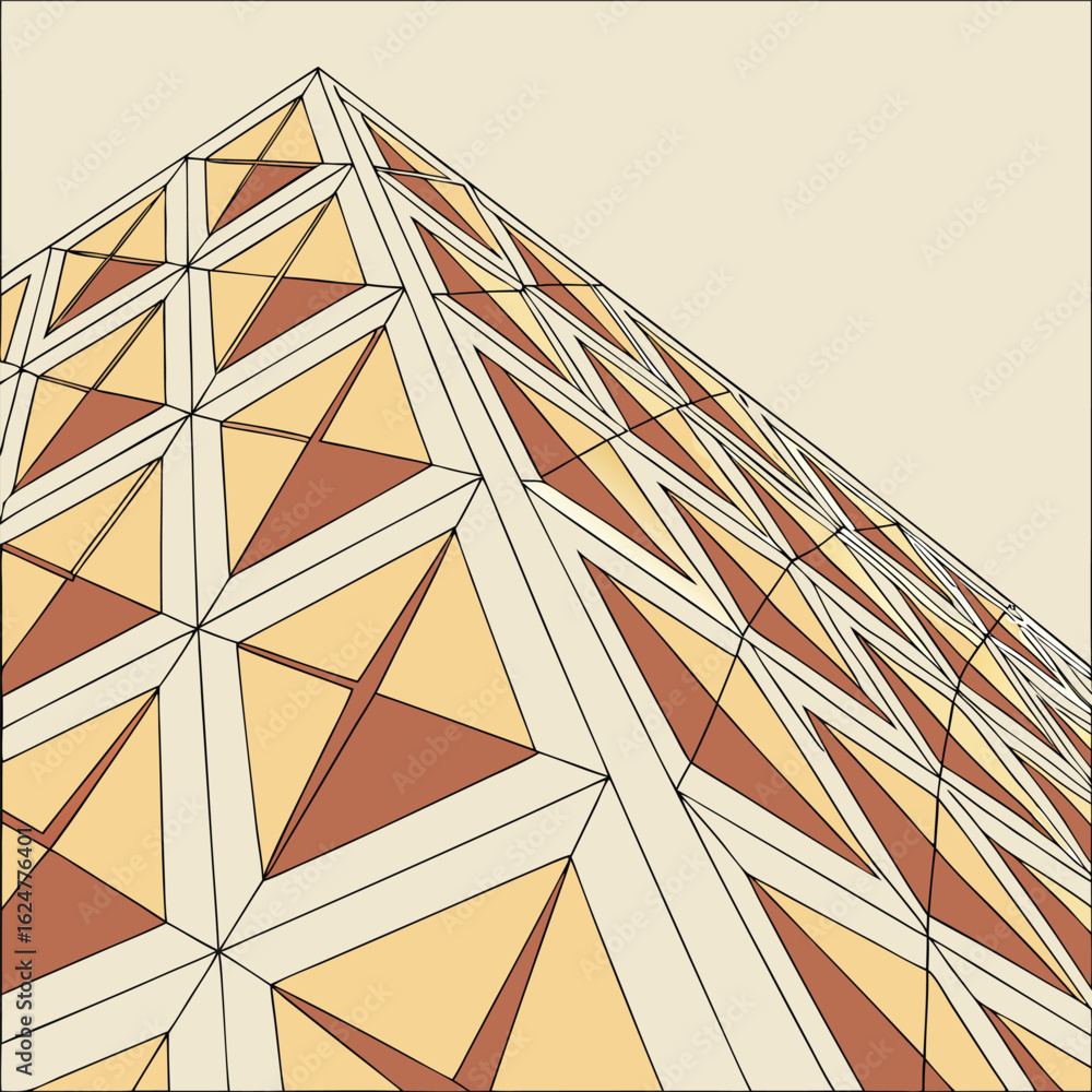 Poster geometric seamless pattern featuring repeating pyramid shapes in a vibrant cmyk color palette perfec