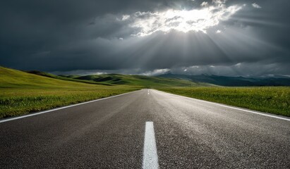 Fototapeta premium Open road under a stormy sky