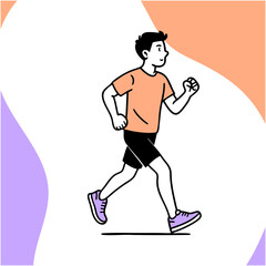 Minimalist vector illustration of a man exercising in soft pastel colors. Clean design, full body, calm and modern style. Represents movement, health, fitness, and everyday wellness.
