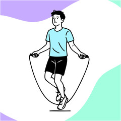 Minimalist vector illustration of a man exercising in soft pastel colors. Clean design, full body, calm and modern style. Represents movement, health, fitness, and everyday wellness.
