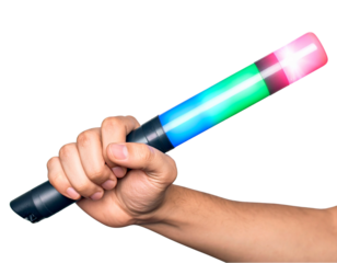  “Arm Holding K-pop Fan Light Stick in Motion”.