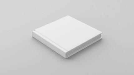 Blank white flat square gift box with closed hinged flap lid on white background. Clipping path around box mock up. 3d illustration