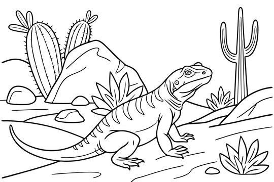 coloring page line art the chuckwalla black vector