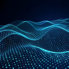 Glowing Blue Digital Waves abstract digital art