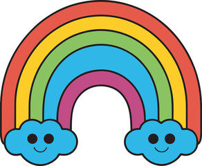 colorful rainbow doodle line art