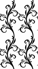 Seamless floral pattern vector design black and white decorative ornament flourish swirl elegant botanical art element vector illustration