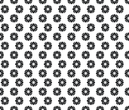 Seamless Pattern with Black and White Geometric Floral Design for Panjabi