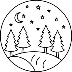 Obraz premium Celestial Forest Scene Line Art