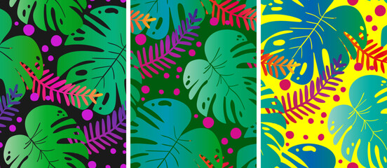 seamless tropical monstera leaves pattern with ombre gradient effect bright summer foliage jungle backdrop for fabric wallpaper wrapping and web design