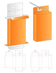 Orange Foldable Cardboard Hanging Box 3D Die-Cut Template Mockup