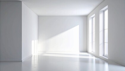 Bright and Airy Empty White Room Bathed in Warm Sunlight Creating a Calm and Inviting Atmosphere