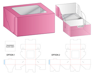 Pink Foldable Box with Transparent Window and DieCut Packaging Templates