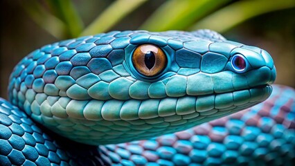 Fototapeta premium blue viper snake closeup