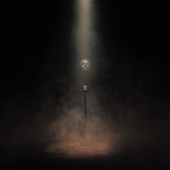 Spotlight on a skull behind a mic