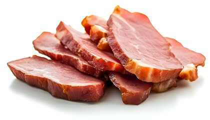Obraz premium Smoked meat slices - ham on white
