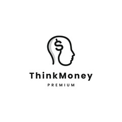 think money people head dollar smart idea logo vector icon illustration