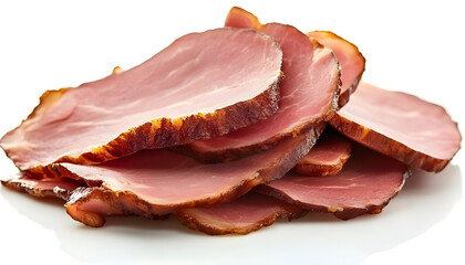 Smoked meat slices - ham on white