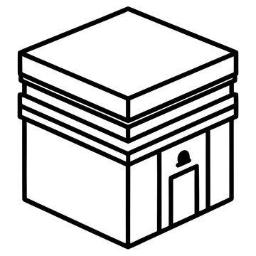 isometric black and white kaaba clip art preview