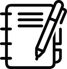 Writing book vector icon. logbook illustration symbol. notebook sign.
