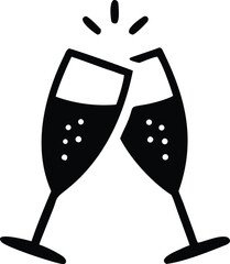 Champagne glasses vector icon. Glasses with wine illustration symbol. cheers sign or logo.