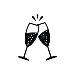 Champagne glasses vector icon. Glasses with wine illustration symbol. cheers sign or logo.