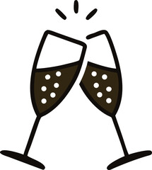 Champagne glasses vector icon. Glasses with wine illustration symbol. cheers sign or logo.