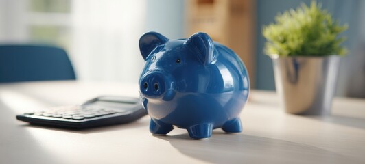 The blue piggy bank symbolizing savings and financial planning activities.