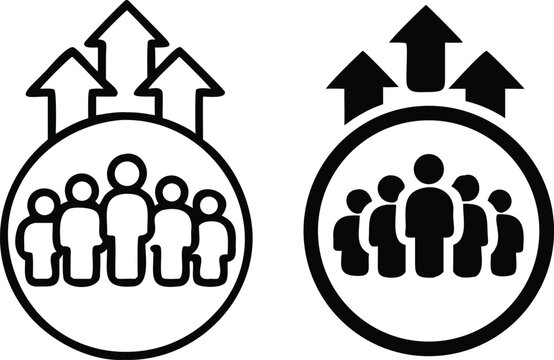 Team growth icon vector set, development illustration sign collection, popularity symbol.
