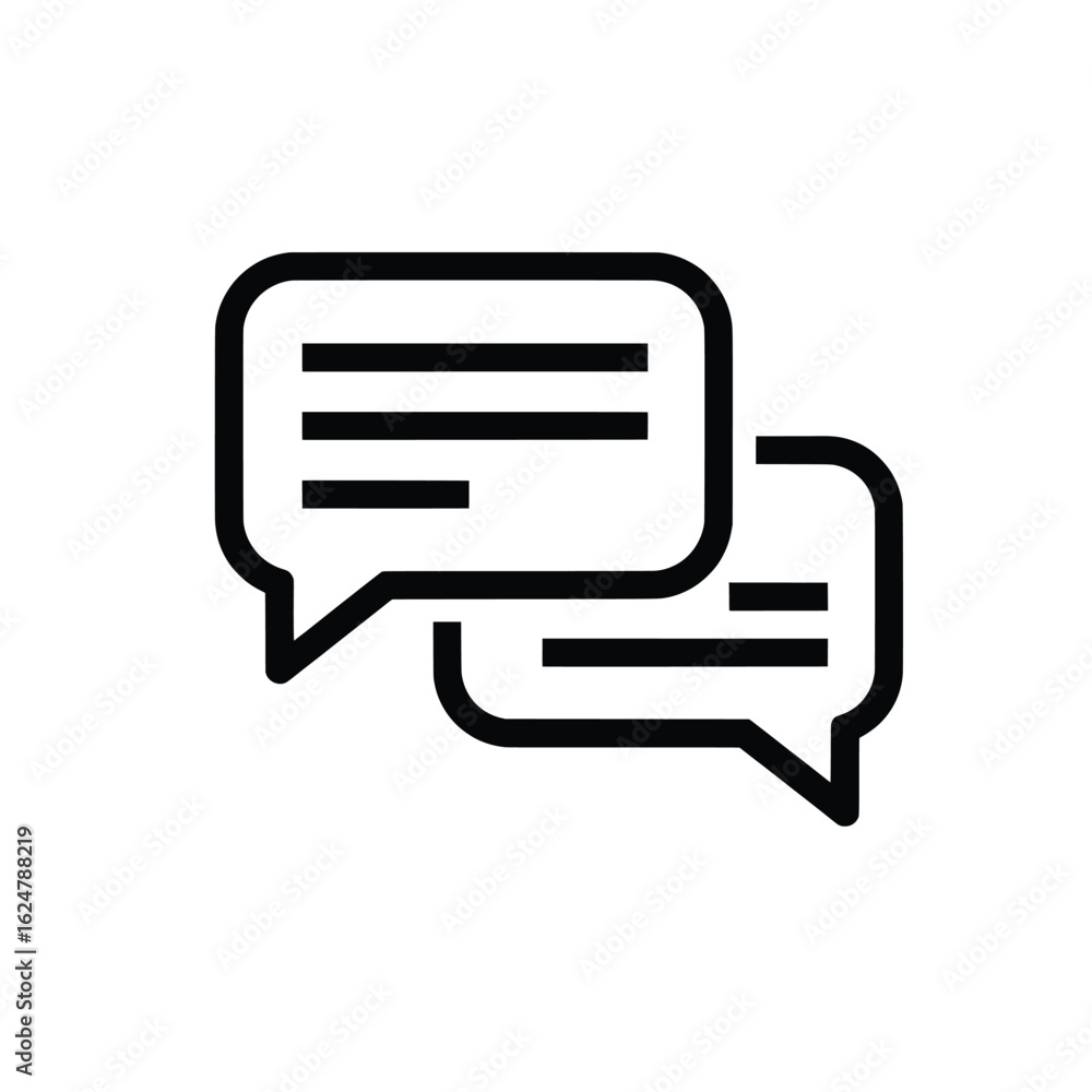 Poster vector illustration of two speech bubbles representing communication and conversation between people