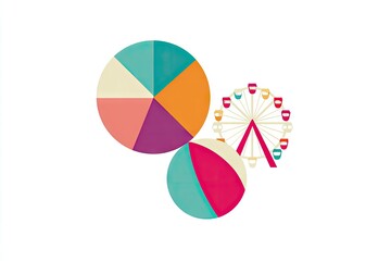 Colorful circles and a ferris wheel graphic design.